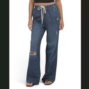 NEW REWASH Sporty Baggy Denim Pants in Indigo Multi for women 825 2t7